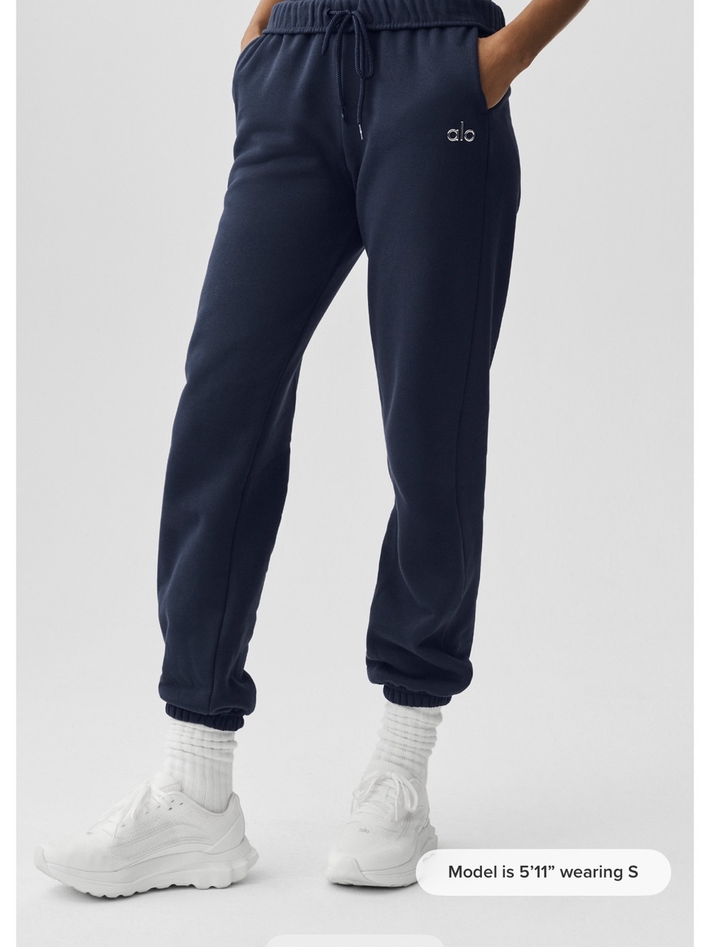 ALO Yoga Navy Drawstring Fleece Joggers